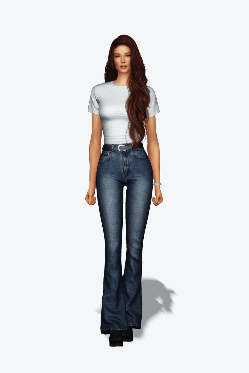 Галерея мода Сет одежды Slim Fit Tee · Belted Bootcut Jeans #1